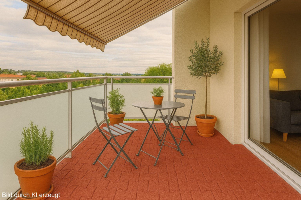 Balcony paving 23 mm brick red made of rubber, double-T design